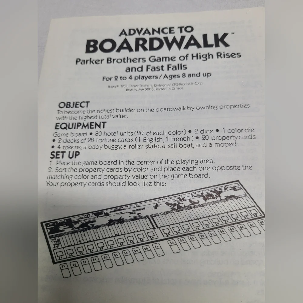Vintage 1985 Advance To Boardwalk Board Game Parker Brothers Not Complete - Picture 4 of 6